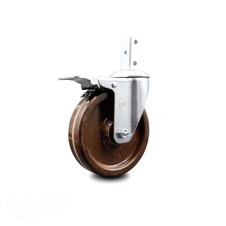 Service Caster 5 Inch High Temp Phenolic Swivel 7/8 Inch Square Stem Caster Total Lock Brake SCC-SQTTL20S514-PHSHT-78